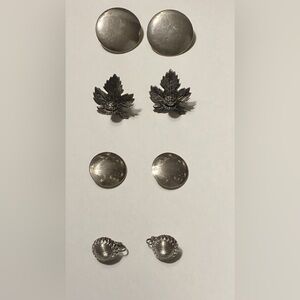 LOT OF 4 VINTAGE SILVER TONE CLIP ON EARRINGS